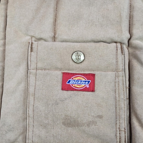 VTG Dickies Vest Mens XL Beige Canvas Quilted Lined Full Zip Insulated Workwear - Picture 7 of 12